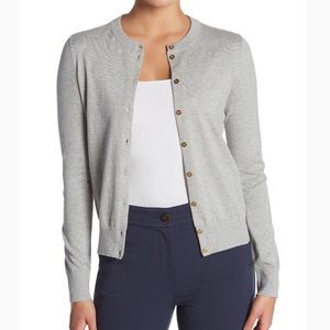 J. Crew Gray Button-Up Crewneck Cardigan